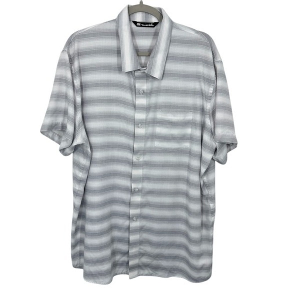 Travis Mathew‎ Mens Striped Short Sleeve Button Down Shirt Size XXL Lightweight